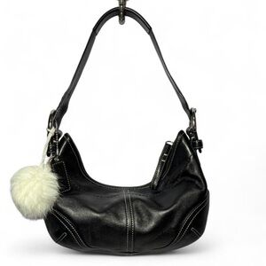 ONLY 2 LEFT✨ Handmade Upcycled Angora Pom Pom Bag Charm Keychain Ivory White Y2K